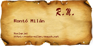 Rontó Milán névjegykártya